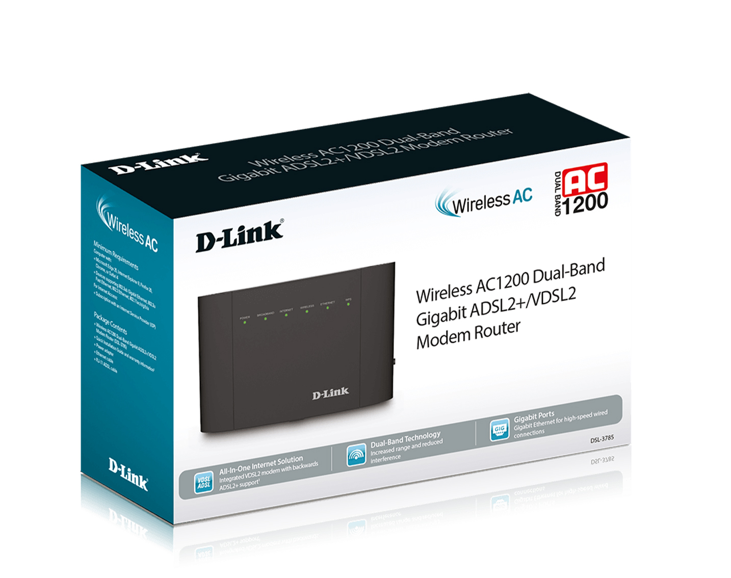 D-Link DSL-3785 Wireless AC1200 Dual-Band Modem Router box